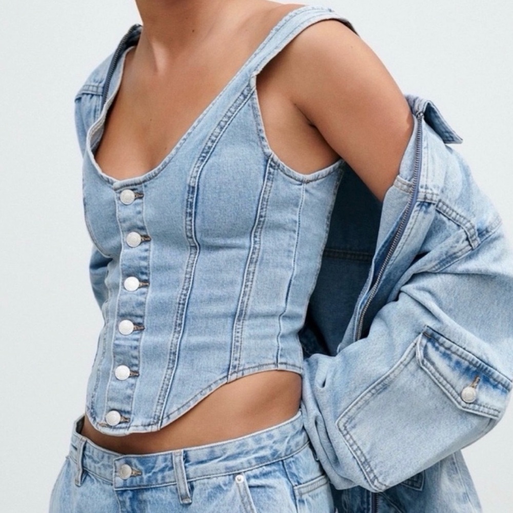 Meshki Light Blue Denim Corset Tank